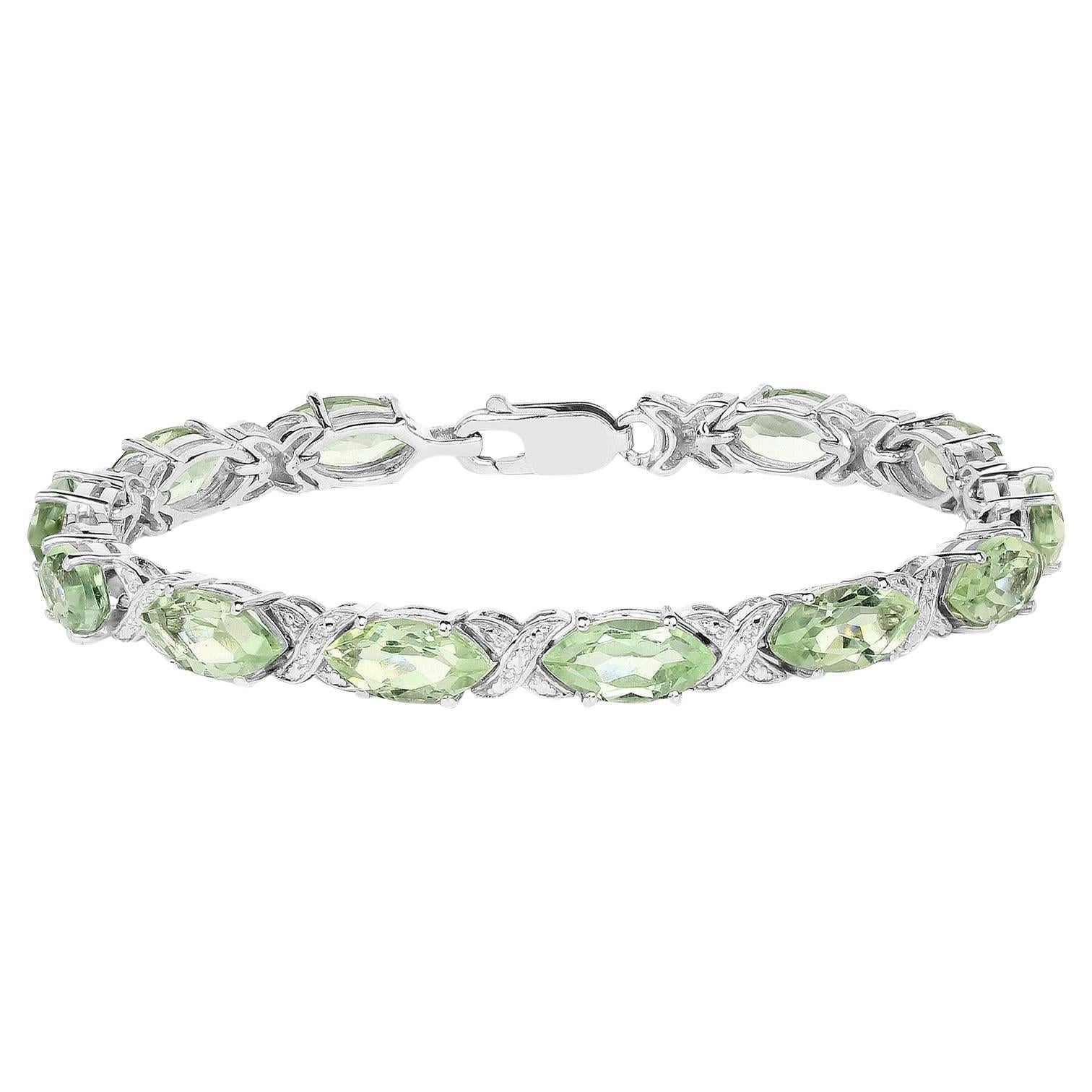 Grünes Amethyst-Armband 22 Karat Sterling Silber