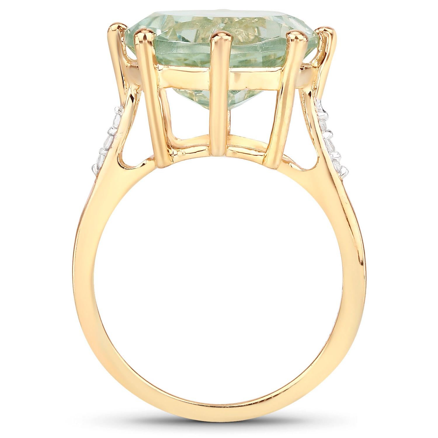 Green Amethyst Crown Ring White Topaz Setting 7.5 Carats For Sale 1