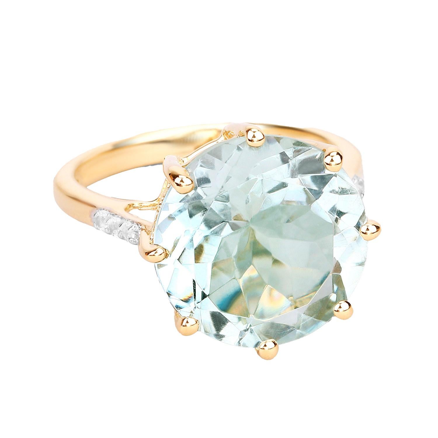 Green Amethyst Crown Ring White Topaz Setting 7.5 Carats For Sale 2