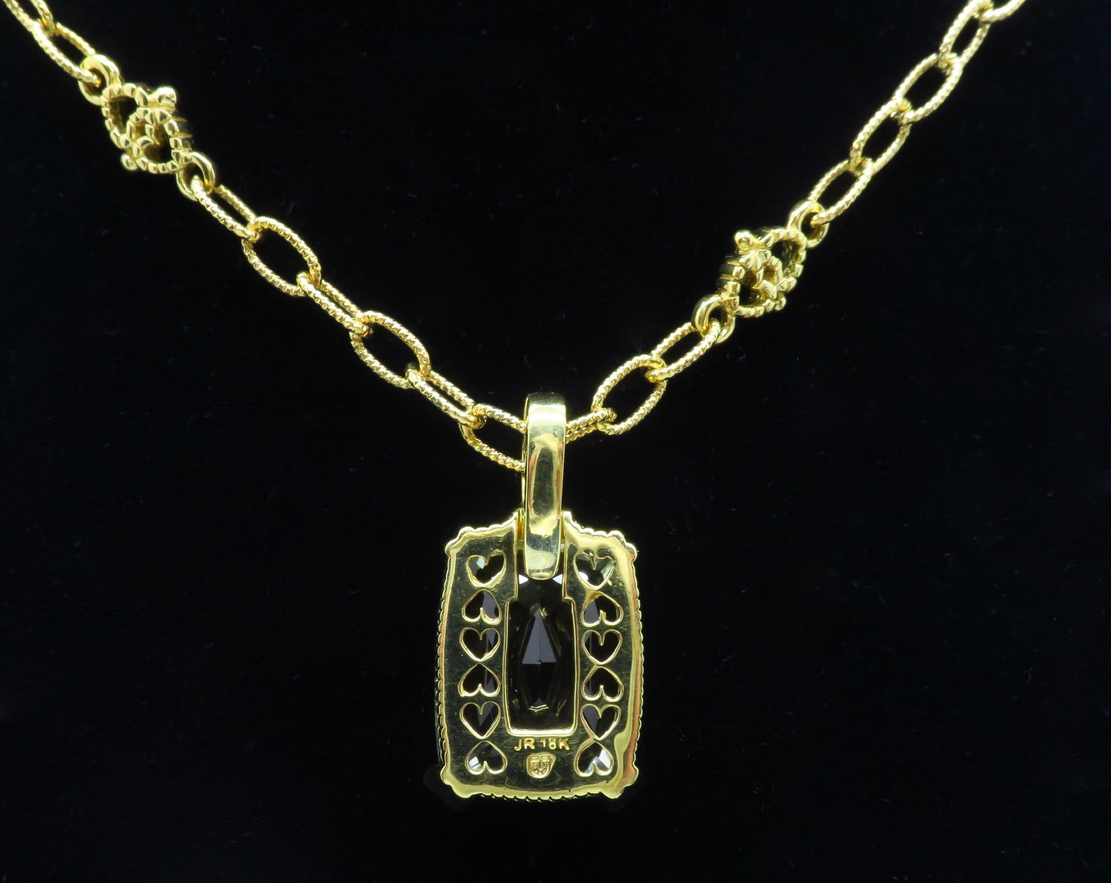 Green Amethyst and Diamond Pendant Necklace in 18 Karat Yellow Gold 2