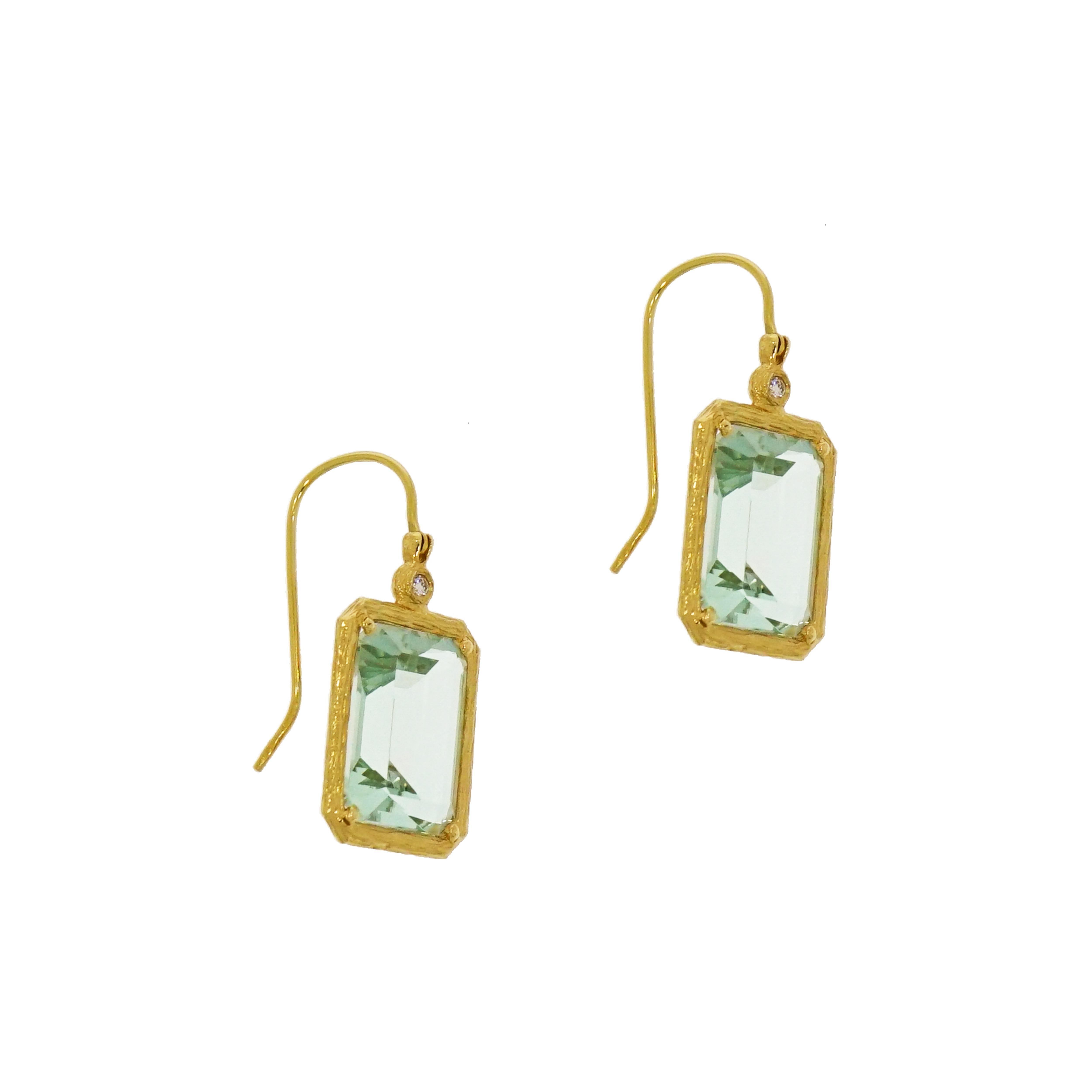 Take a moment to fall in love with our captivating Green Amethyst Drop earrings handcrafted in 14k yellow gold.... will mesmerize you and demand everybody's attention.
Created especially for you, for everyday as well as the most precious life