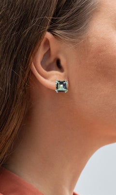 Green Amethyst Earrings 8.98 Carats Sterling Silver