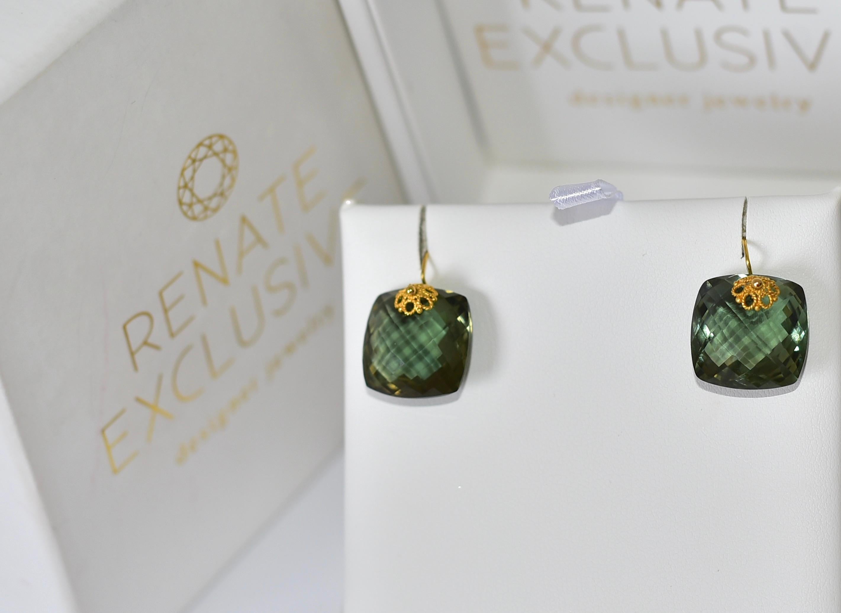 Oh so lovely man-made Green Amethyst earrings are made for you!
Stone length 16mmx16mm
Lovely everyday wear earrings and the stone looks like a real!
Total length 1.2 inches, 
The earrings are closer to the side, not long earring hooks
