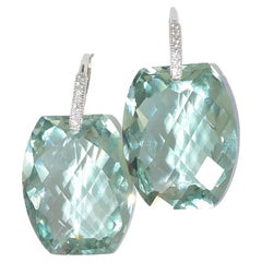 Green Amethyst Earrings in Sterling Silver 