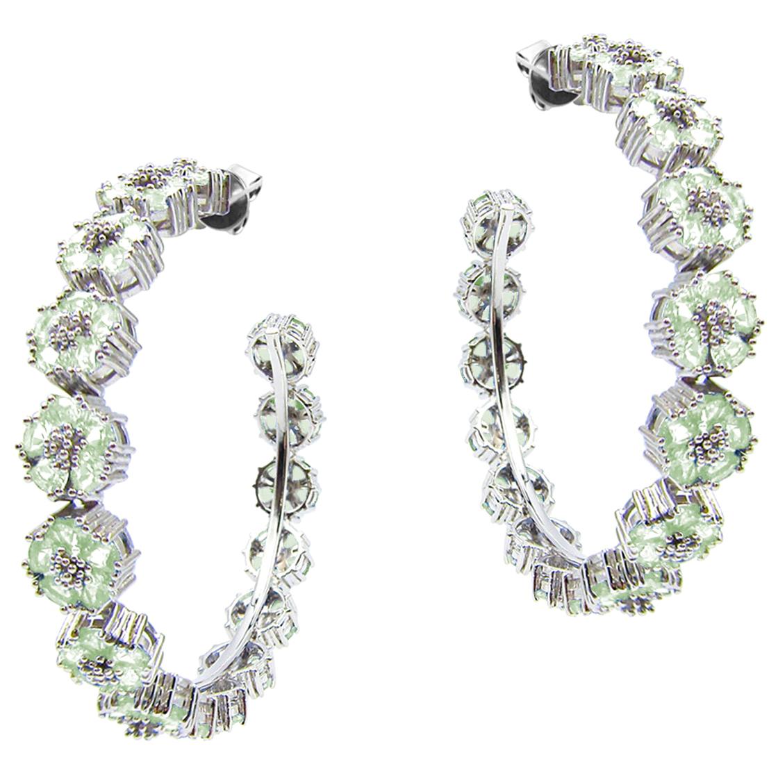 Green Amethyst Ombre Blossom Gentile Large Gemstone Hoops For Sale