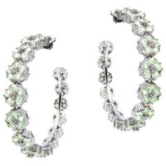 Green Amethyst Ombre Blossom Gentile Large Gemstone Hoops