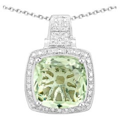 Green Amethyst Pendant 5.48 Carats Sterling Silver