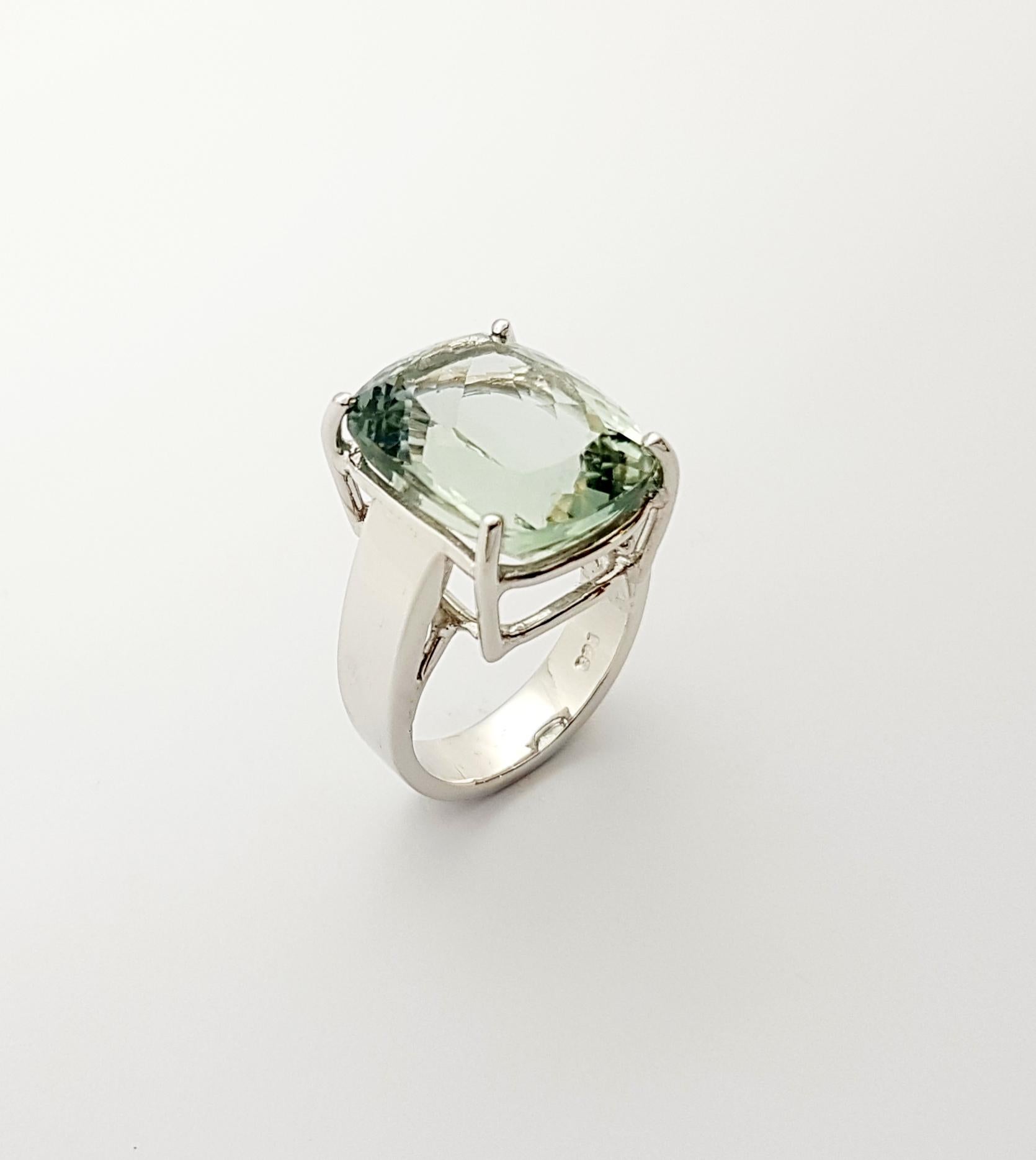 Green Amethyst Ring set in Silver Settings For Sale 5