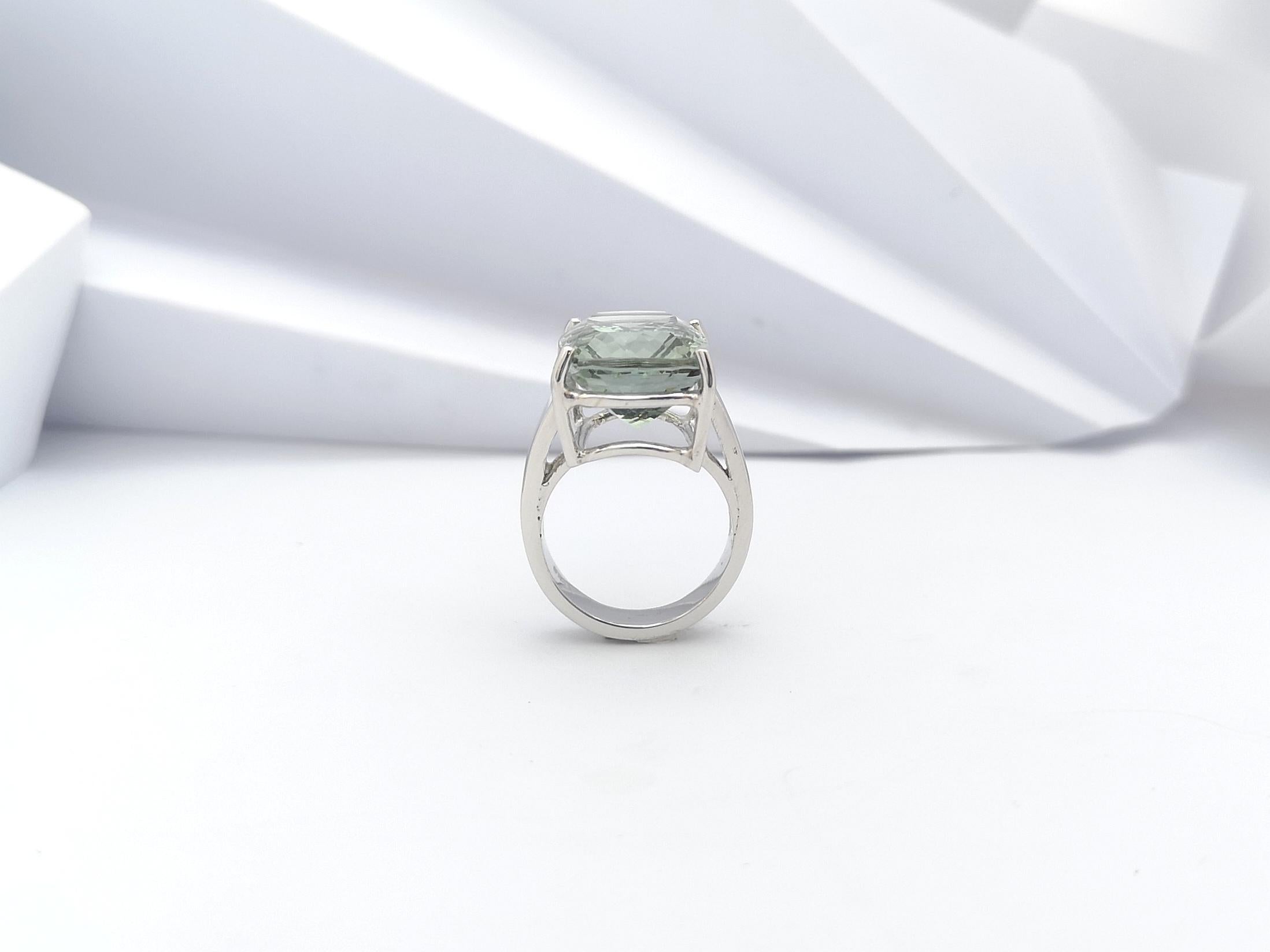 Green Amethyst Ring set in Silver Settings For Sale 6