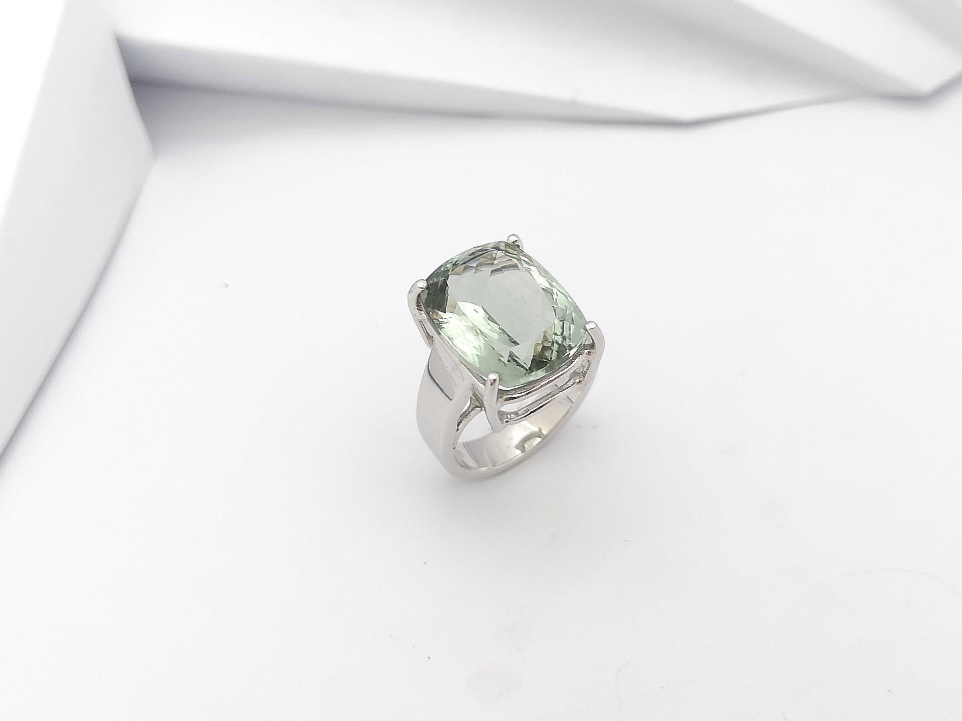Green Amethyst Ring set in Silver Settings For Sale 8