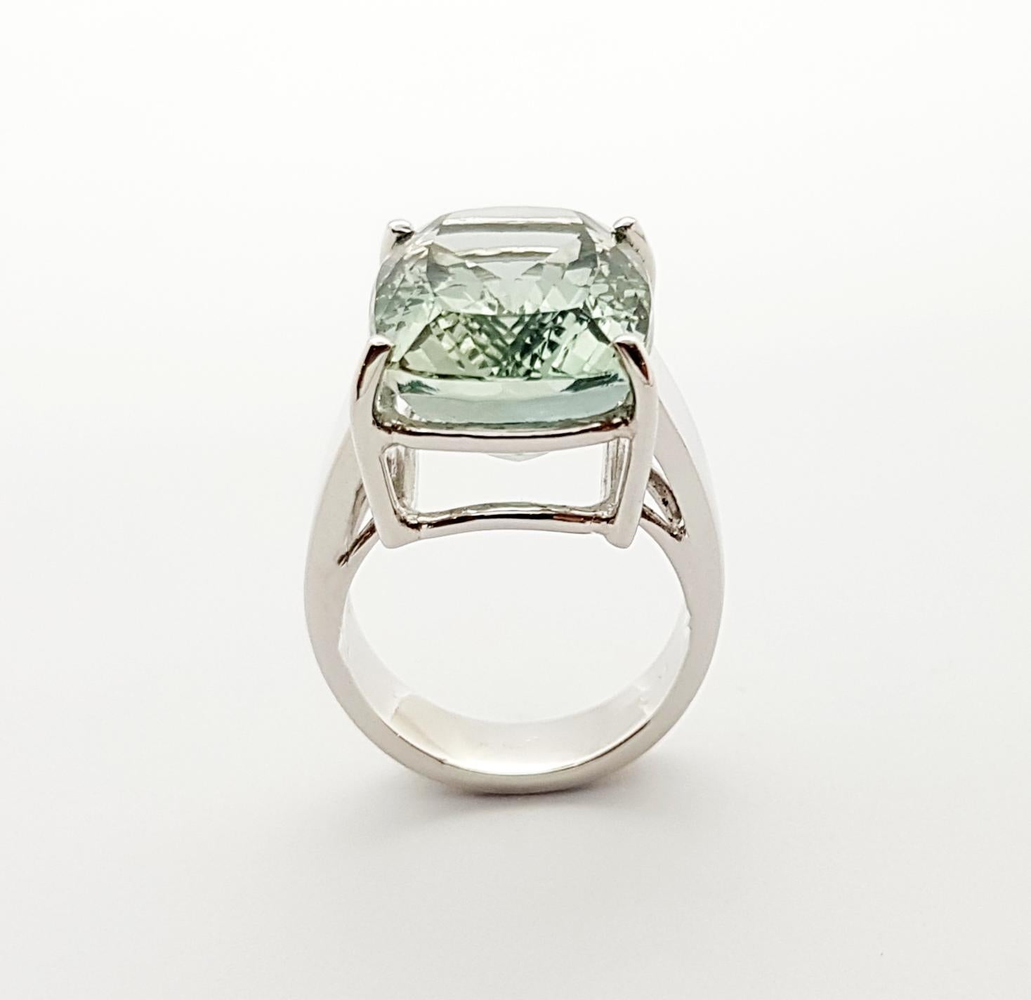 Green Amethyst Ring set in Silver Settings For Sale 9