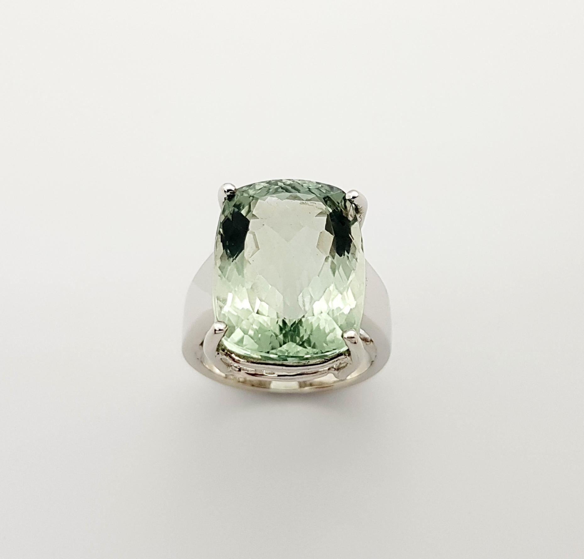 Green Amethyst Ring set in Silver Settings For Sale 11