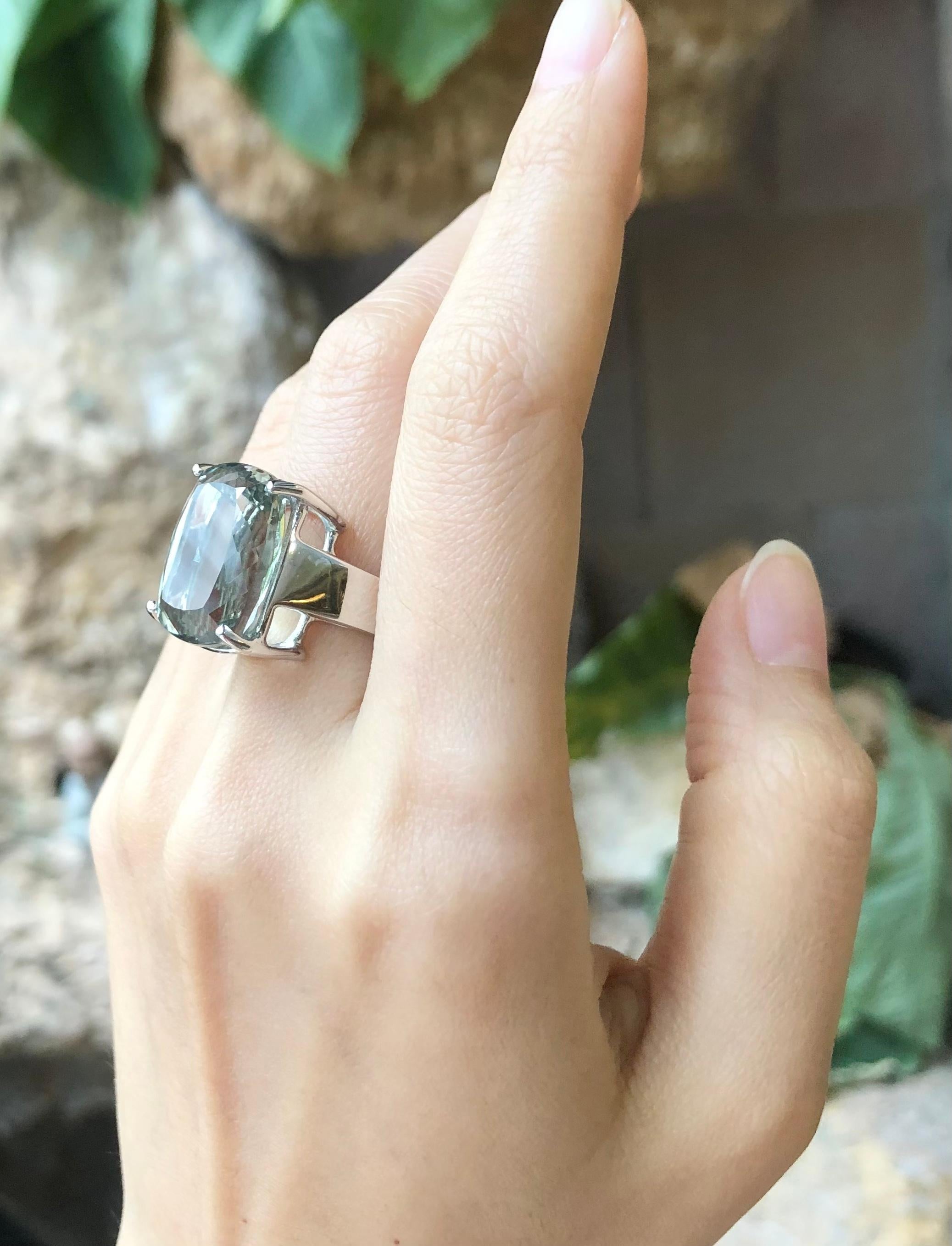 Green Amethyst Ring set in Silver Settings In New Condition For Sale In Dusit, 10