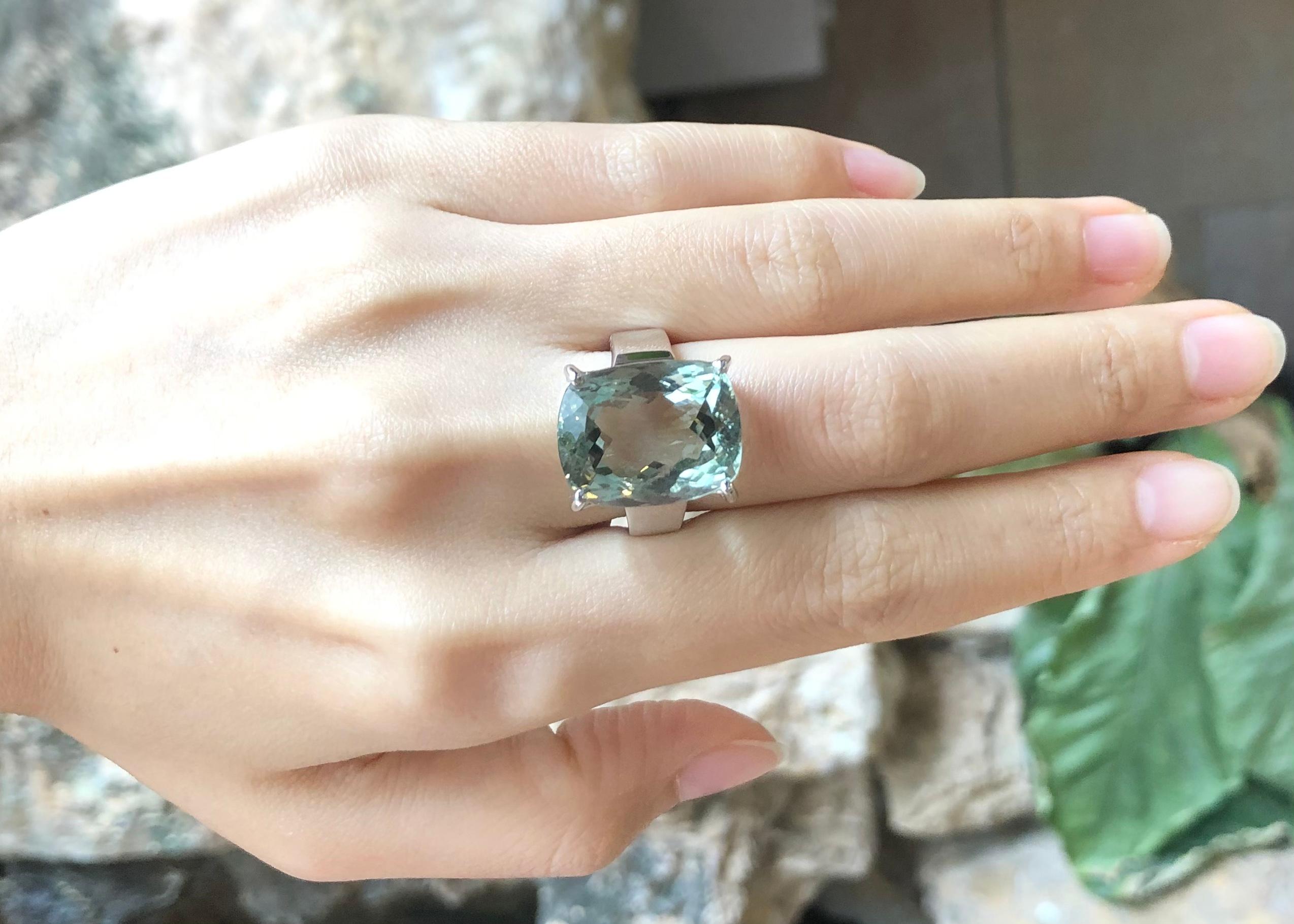 Green Amethyst Ring set in Silver Settings For Sale 1