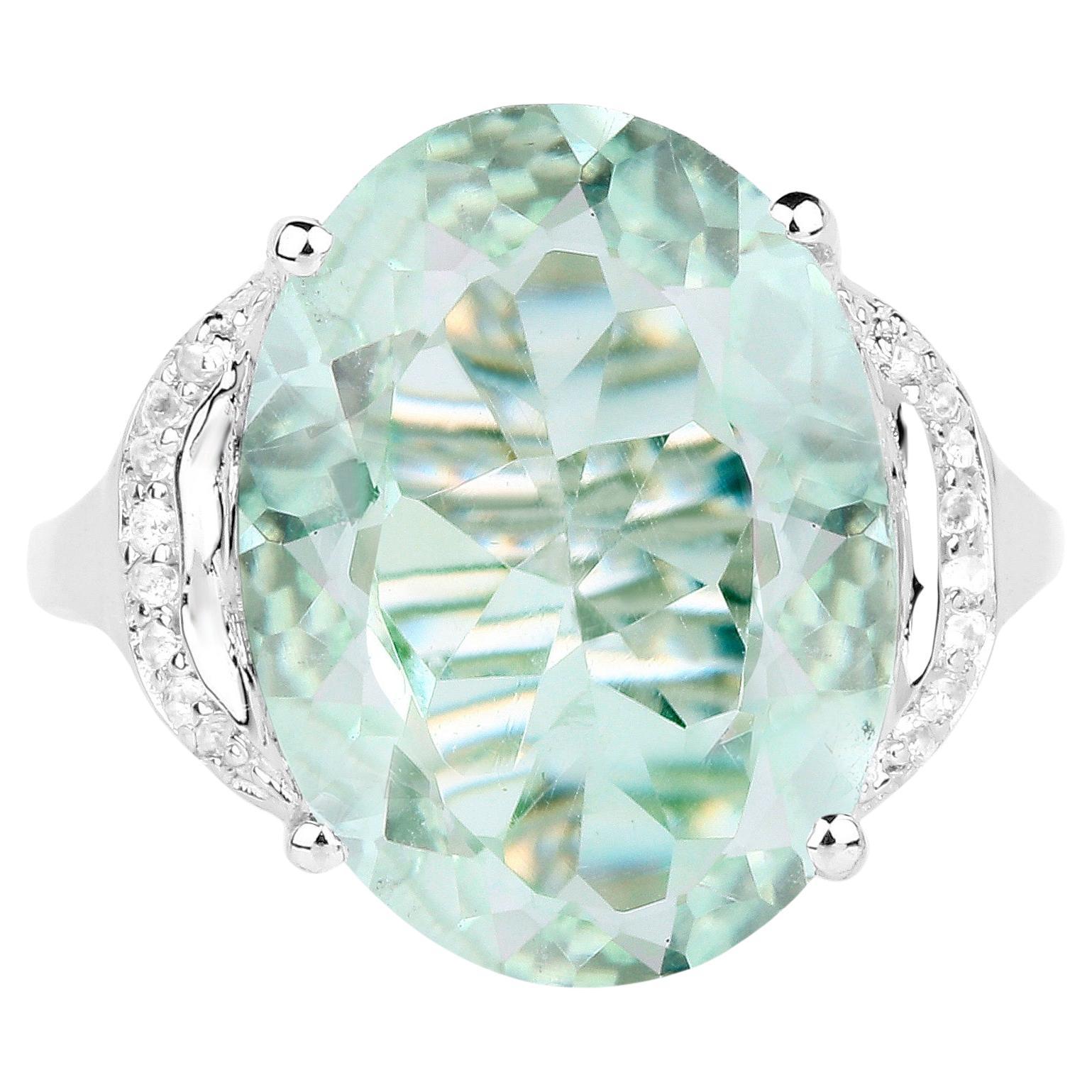 Anello di ametista verde Topazio bianco 7,95 carati A. Silver