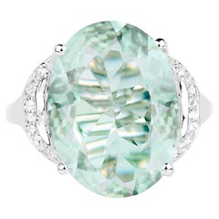 Anello di ametista verde Topazio bianco 7,95 carati A. Silver