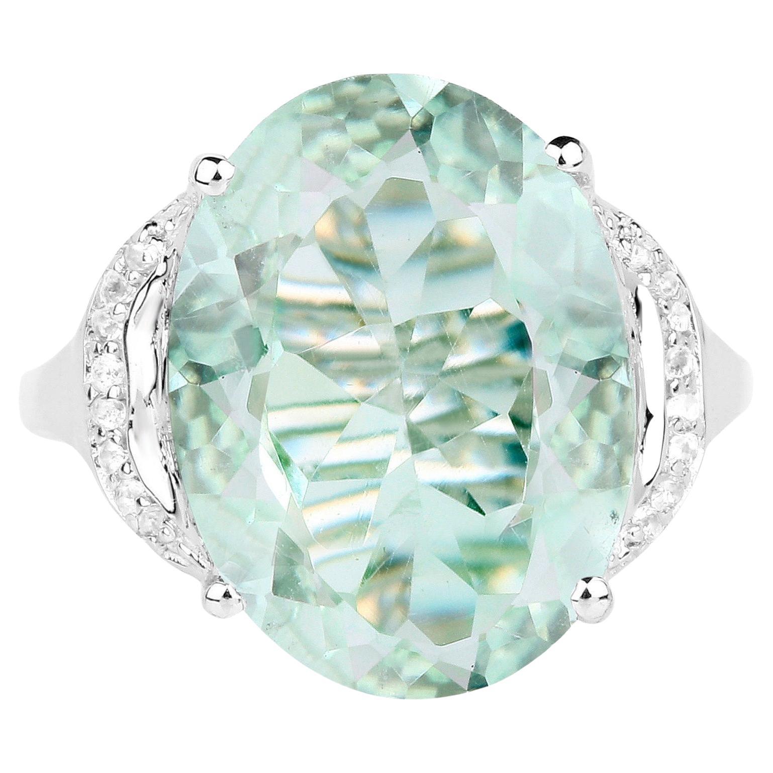 Bague Améthyste verte Topaze blanche 7,95 carats Argent Sterling en vente