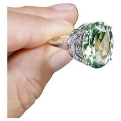 Grüner Amethyst Ring Weißer Topas 7,95 Karat Sterling Silber