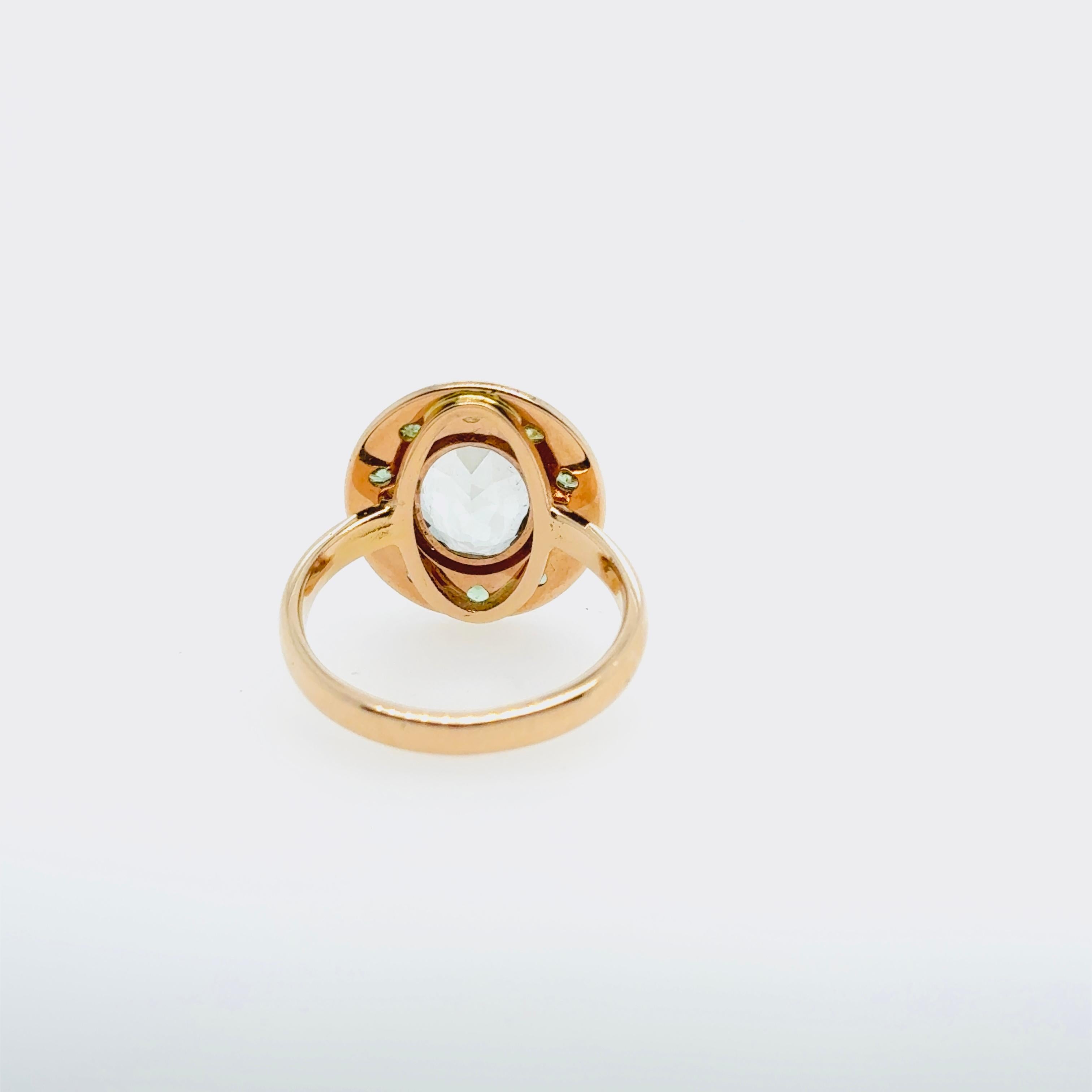 Green Amethyst Ring Zavorite Pink Gold 18 carats In New Condition For Sale In Vannes, FR