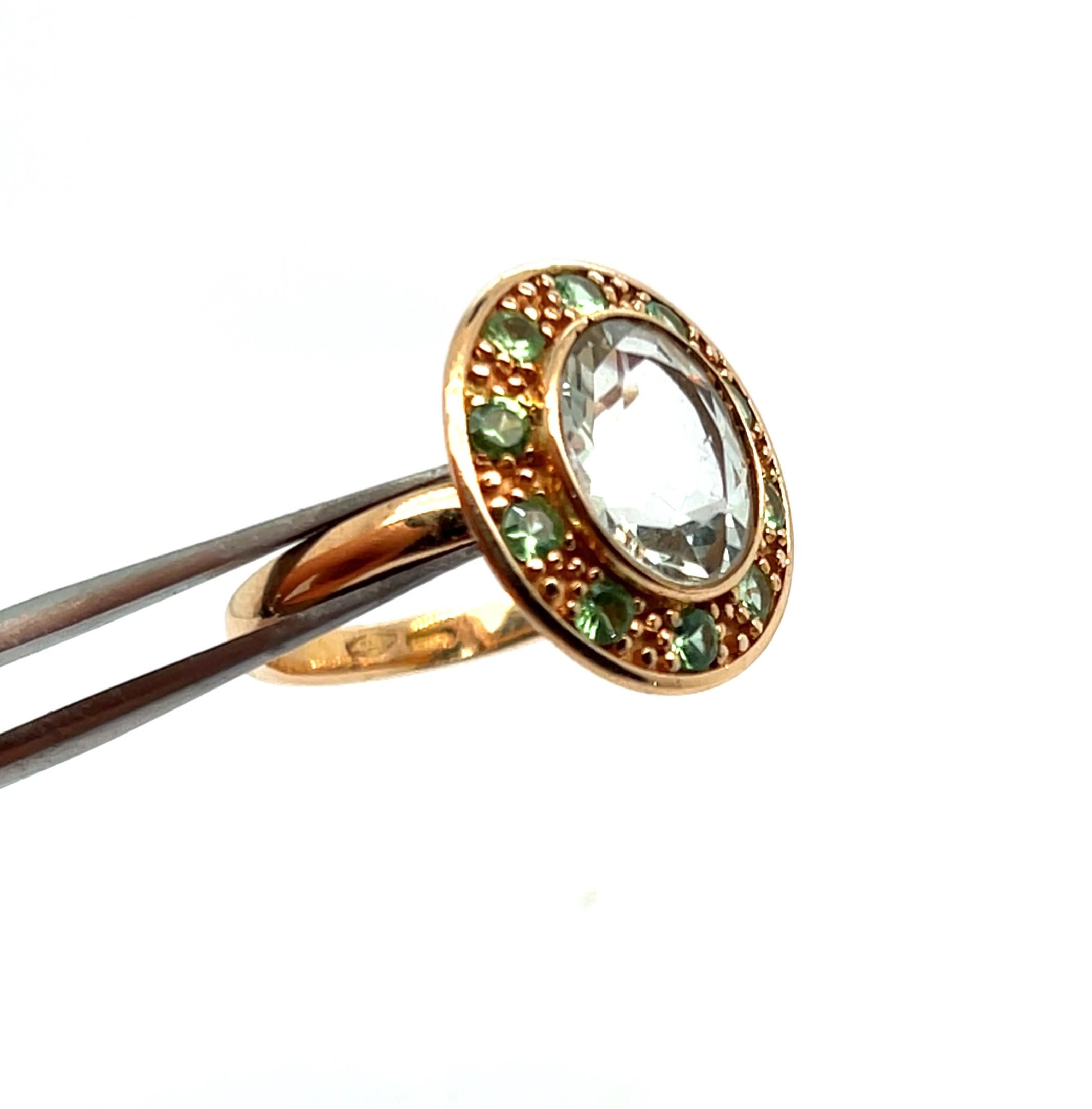 Anello con ametista verde Zavorite Oro rosa 18 carati in vendita 2