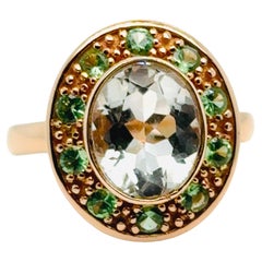Green Amethyst Ring Zavorite Pink Gold 18 carats