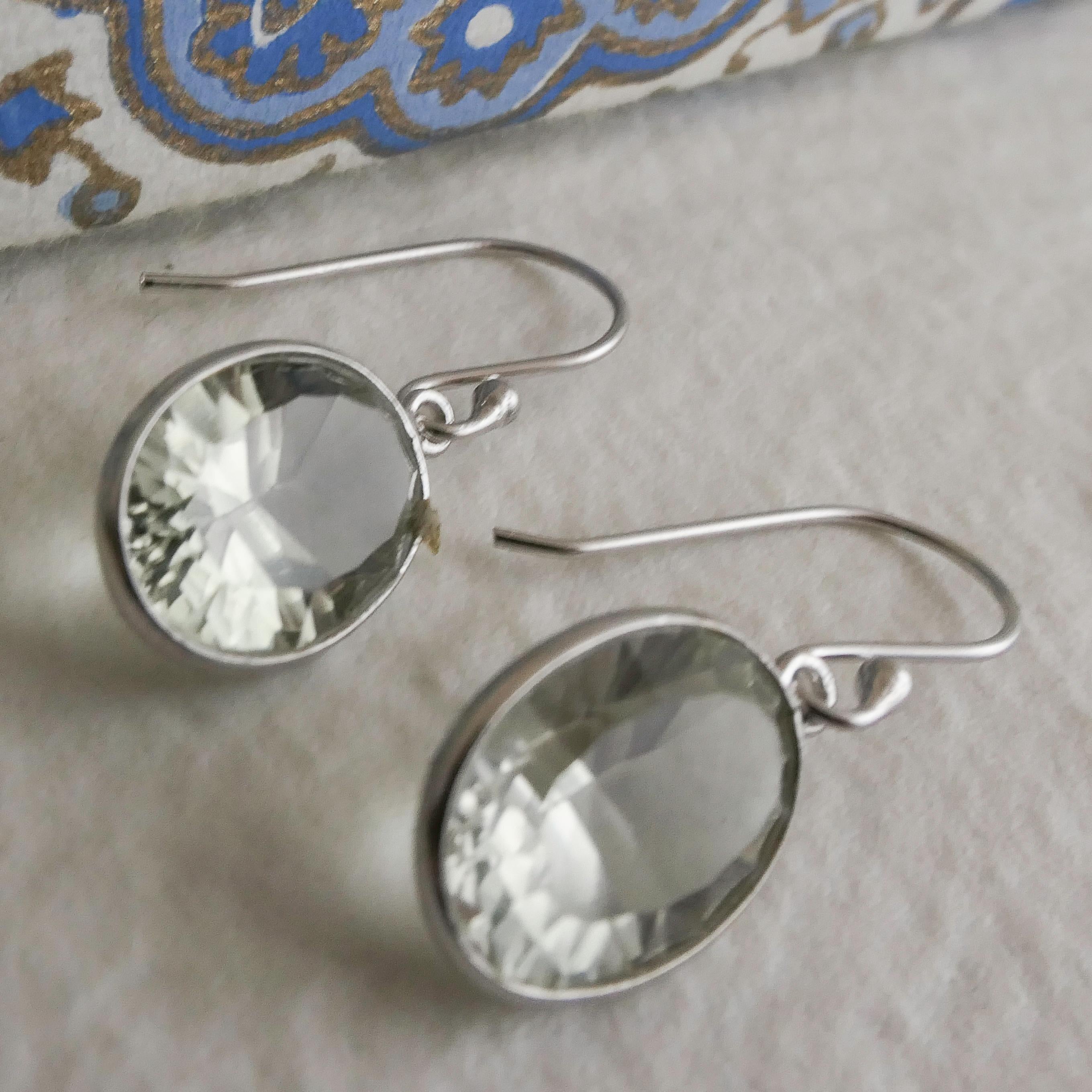 Grüne Amethyst Ohrringe aus Sterling Silber Damen im Angebot