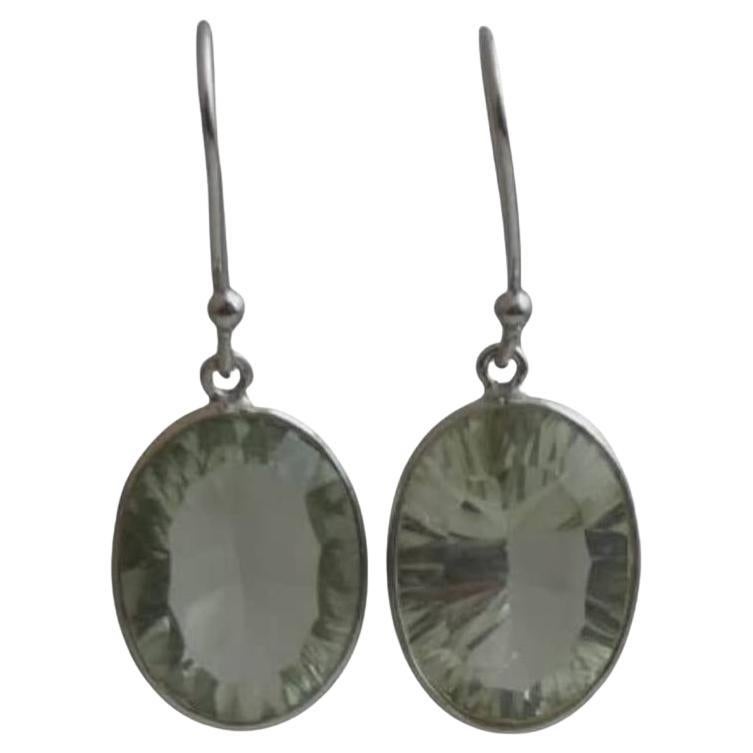 Grüne Amethyst Ohrringe aus Sterling Silber im Angebot