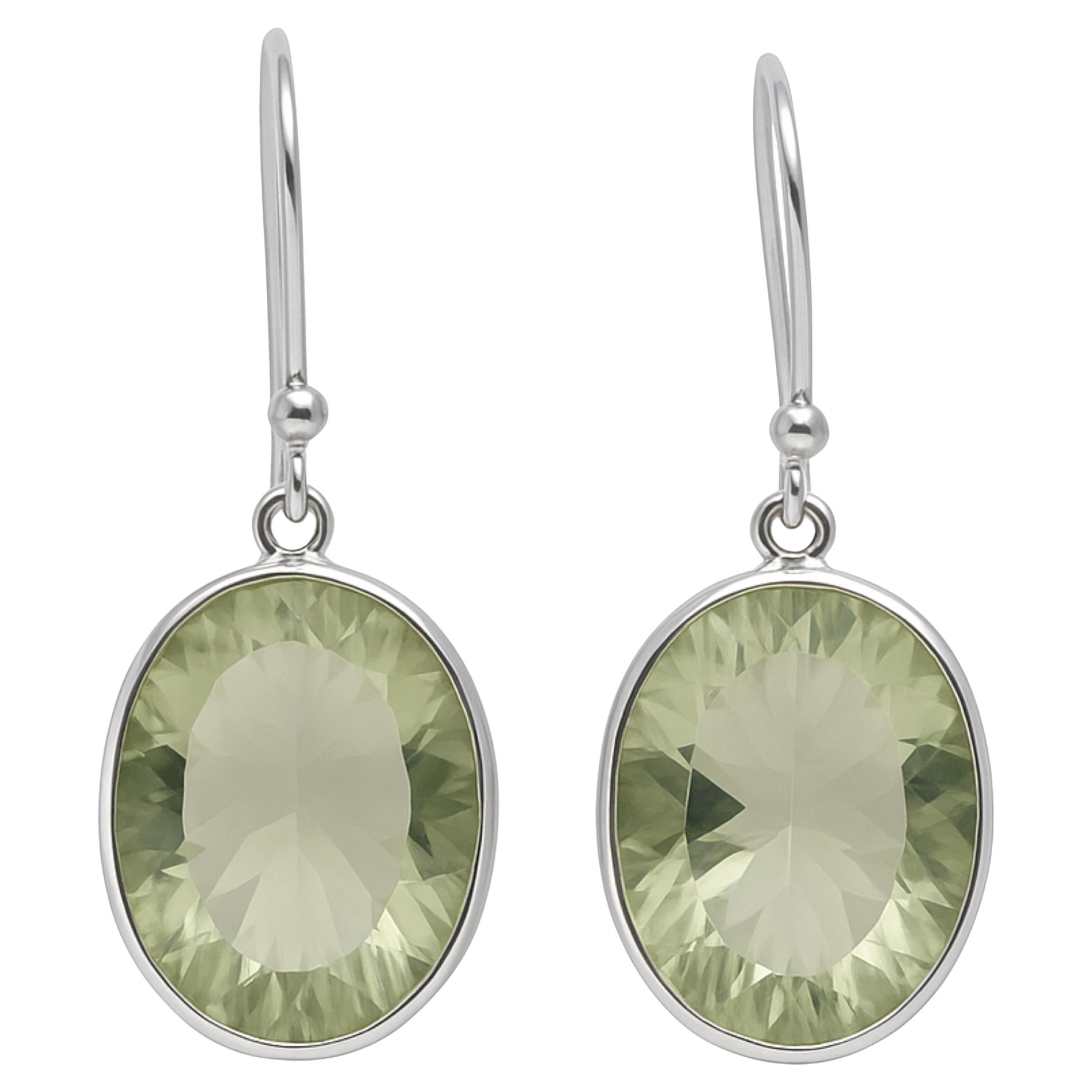 Pendientes colgantes de plata de ley con amatista verde