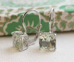Green Amethyst Sterling Silver Leverback Earrings