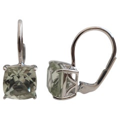 Green Amethyst Sterling Silver Leverback Earrings