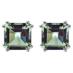 Green Amethyst Stud Earrings 9 Carats