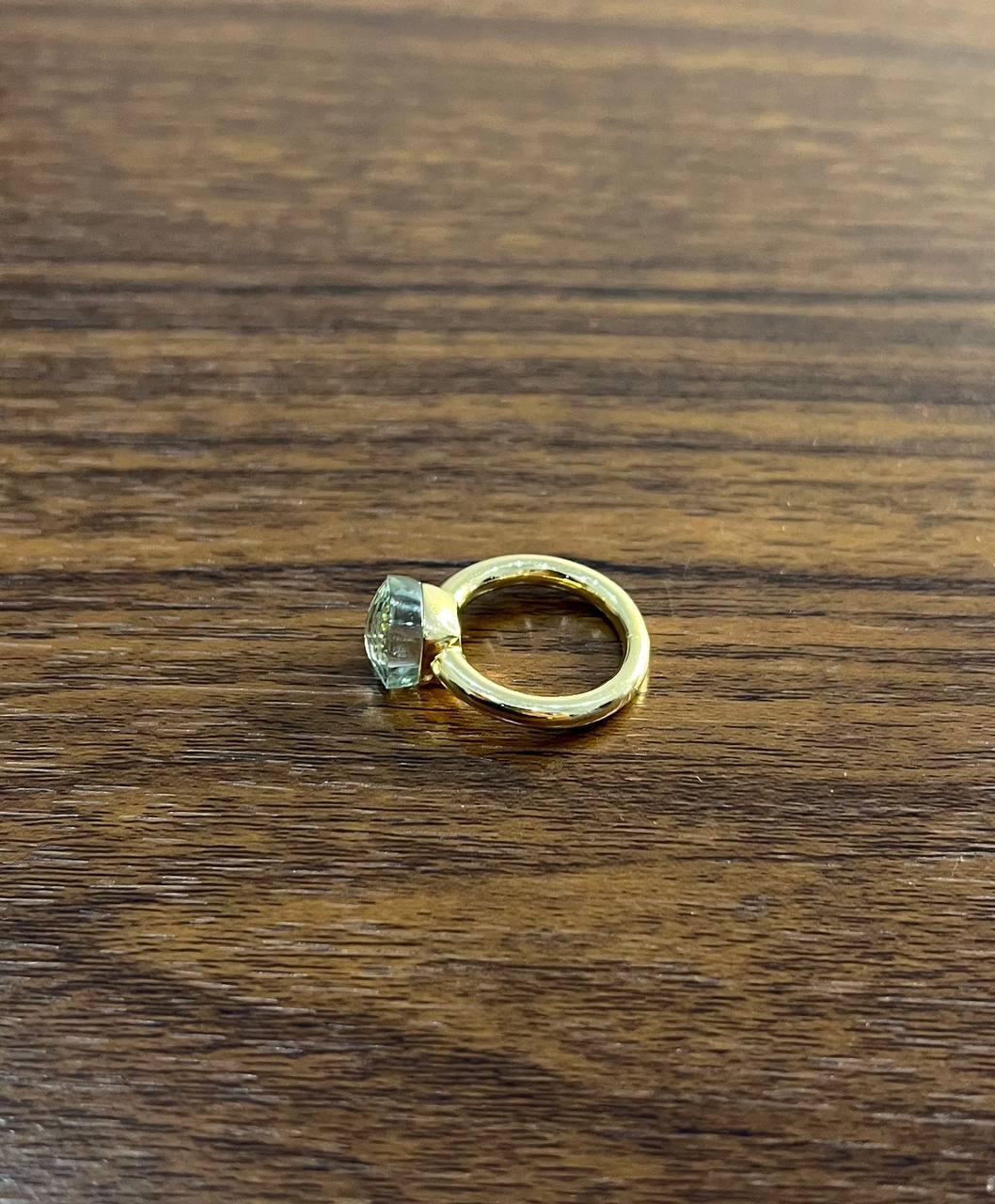 Women's Green Amethyst Unique Nudo Faceted Cut 14K Yellow Gold Statement Cocktail Ring For Sale