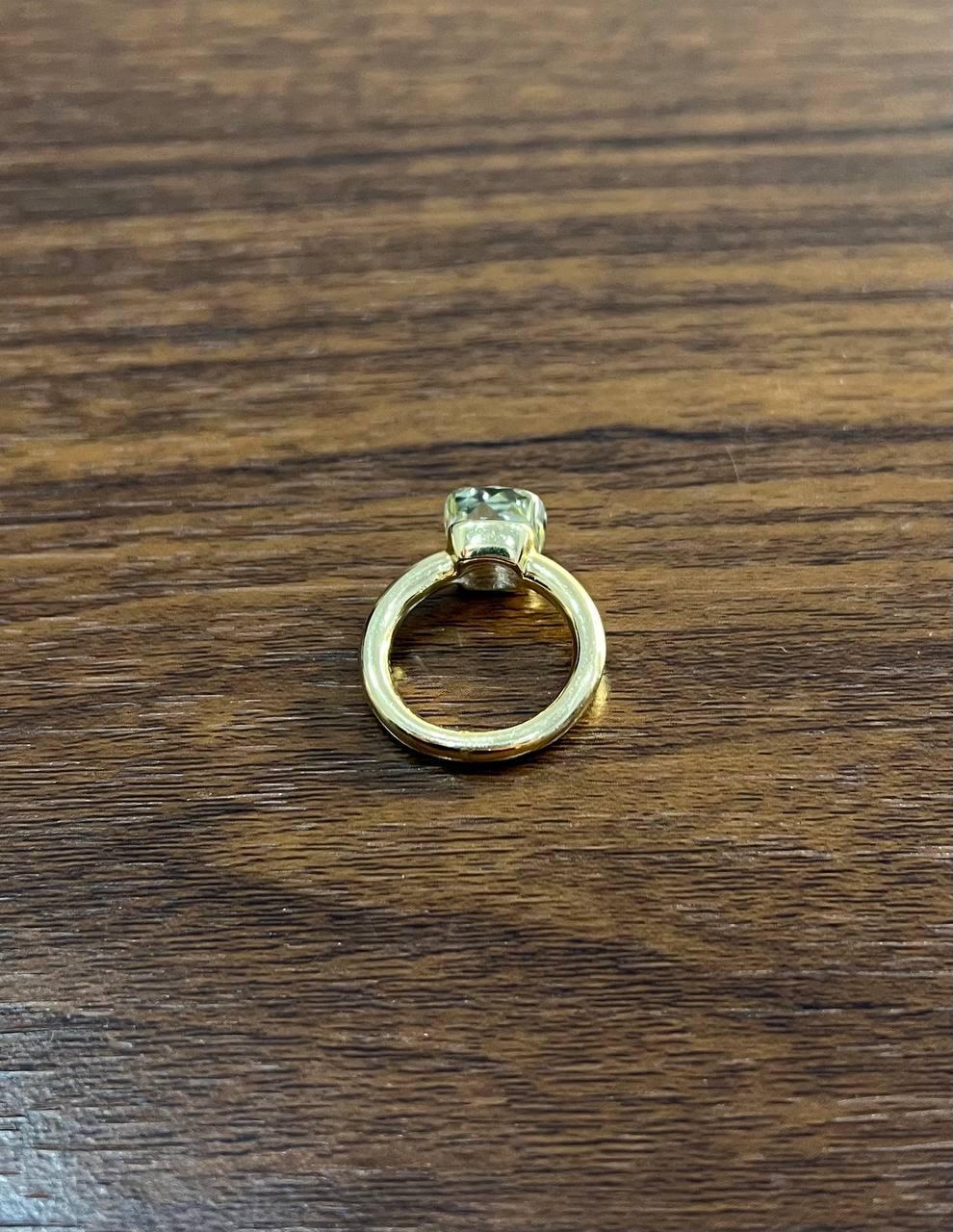 Green Amethyst Unique Nudo Faceted Cut 14K Yellow Gold Statement Cocktail Ring For Sale 1