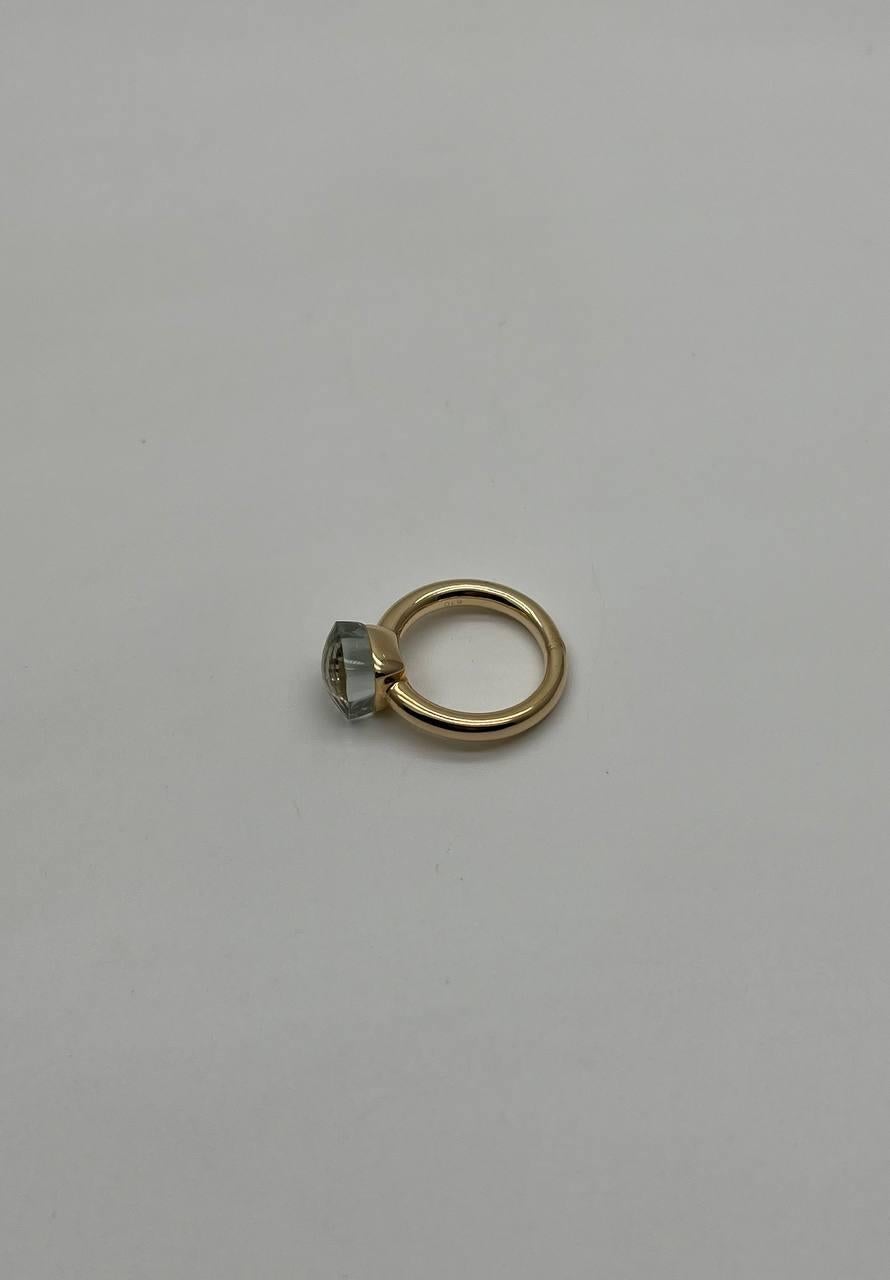 Green Amethyst Unique Nudo Faceted Cut 14K Yellow Gold Statement Cocktail Ring For Sale 3
