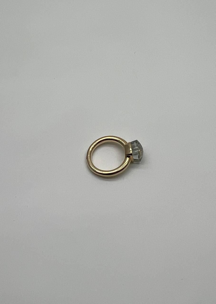 Green Amethyst Unique Nudo Faceted Cut 14K Yellow Gold Statement Cocktail Ring For Sale 4