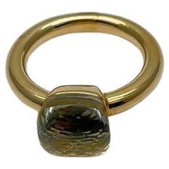 Green Amethyst Unique Nudo Faceted Cut 14K Yellow Gold Statement Cocktail Ring