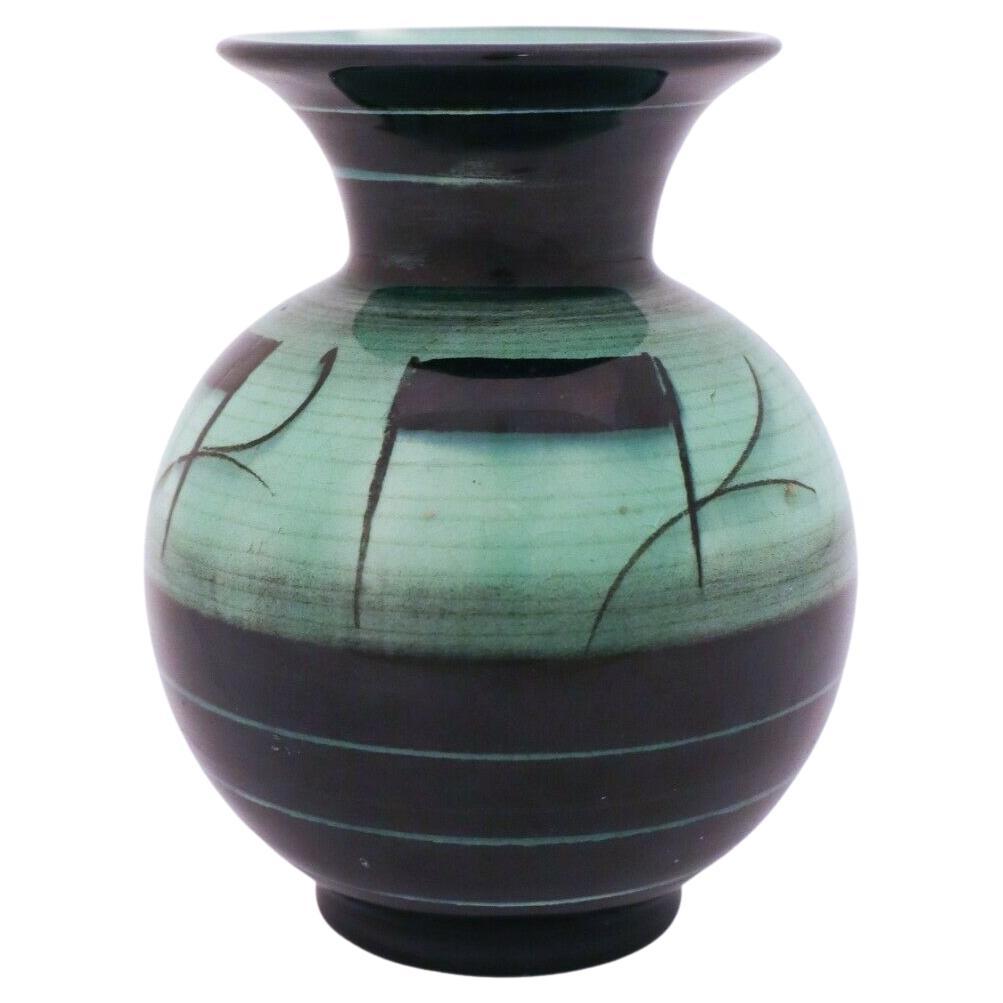Green and Black Art Deco Vase by Ilse Claesson, Rörstrand For Sale