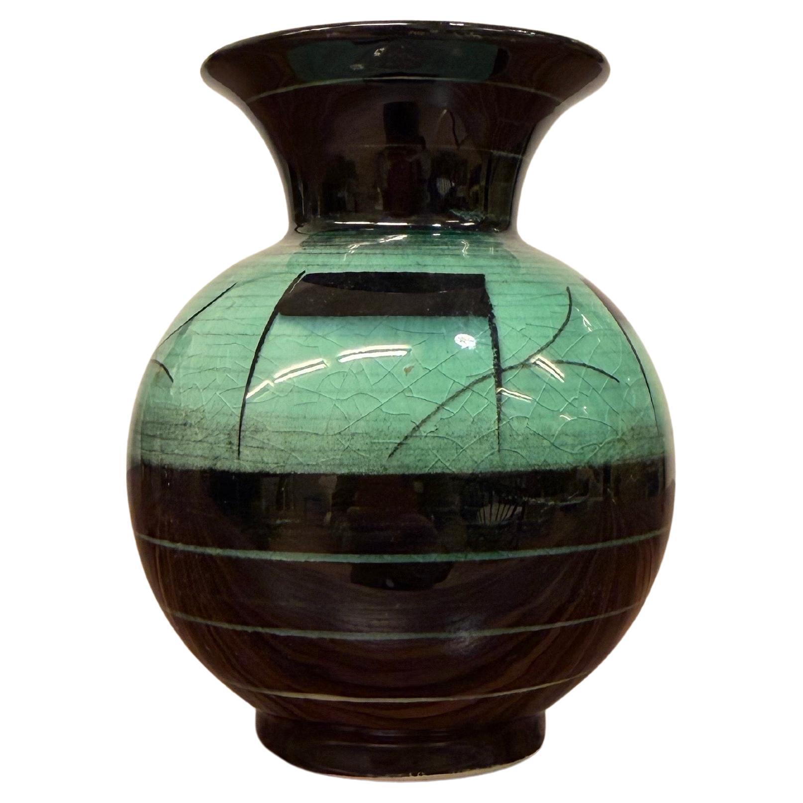 Vaso Art Deco verde e nero di Ilse Claesson, Rörstrand in vendita