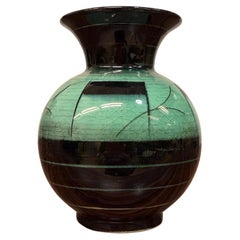 Jarrón Art Decó verde y negro de Ilse Claesson, Rörstrand
