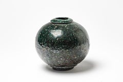 Vaso in ceramica smaltata verde e nera di Gisèle Buthod-Garçon, 1980-1990 ca.