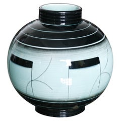 Green and Black Rörstrand Vase, Sweden, 1960