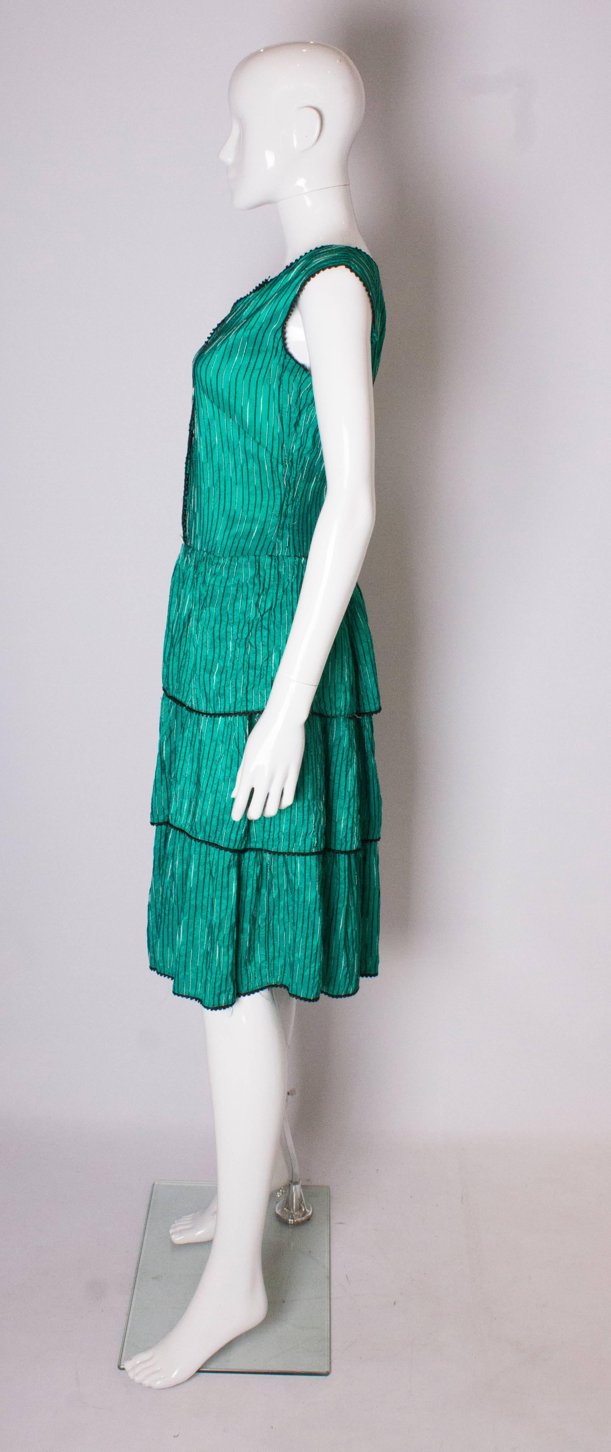 Women's Green and Black Vintage Summer Dress For Sale