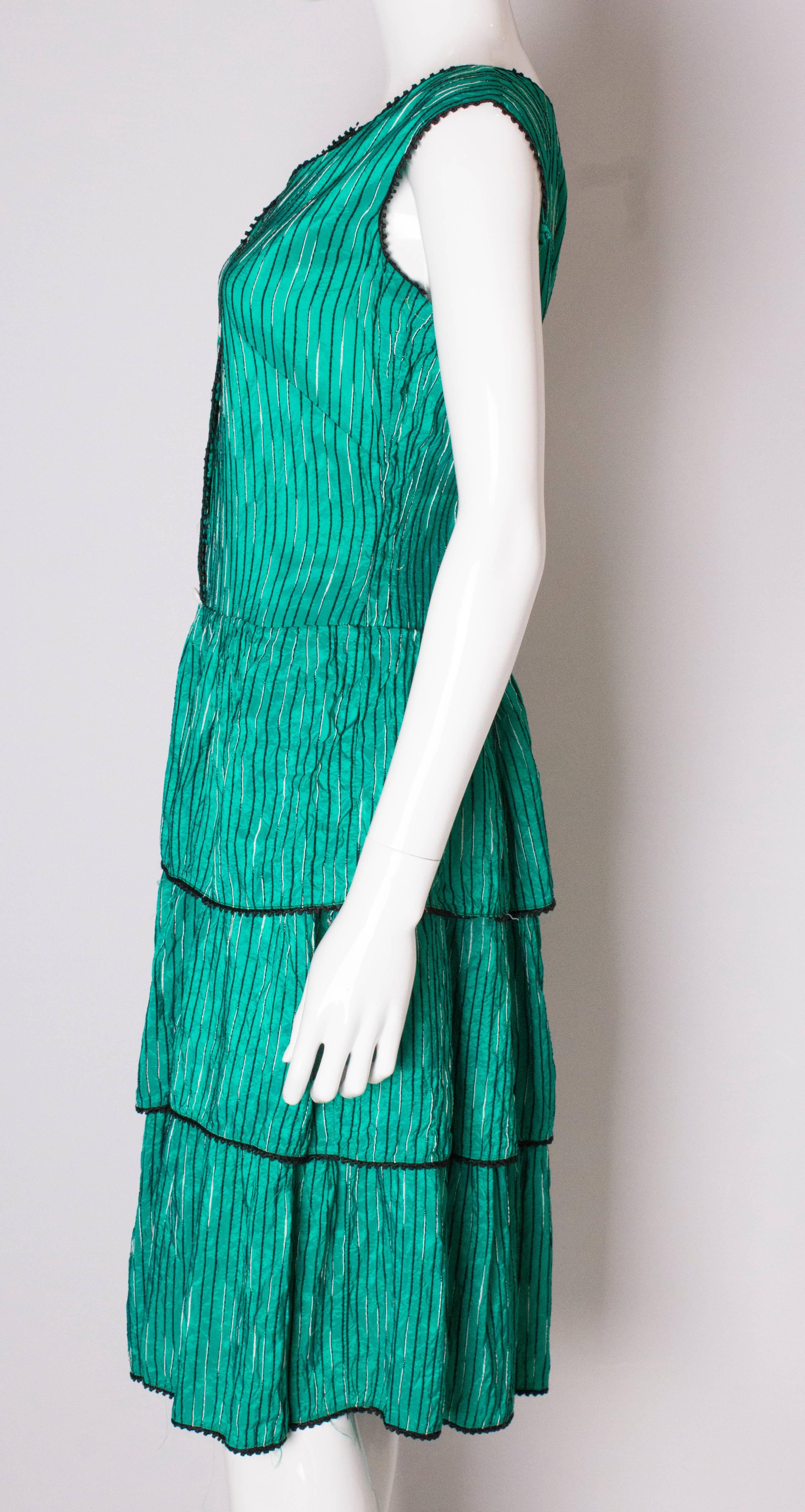 Green and Black Vintage Summer Dress For Sale 1