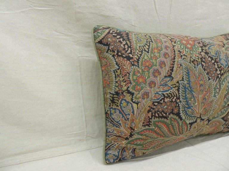 Green and Black Woven Clarence House Decorative Bolster Pillow at