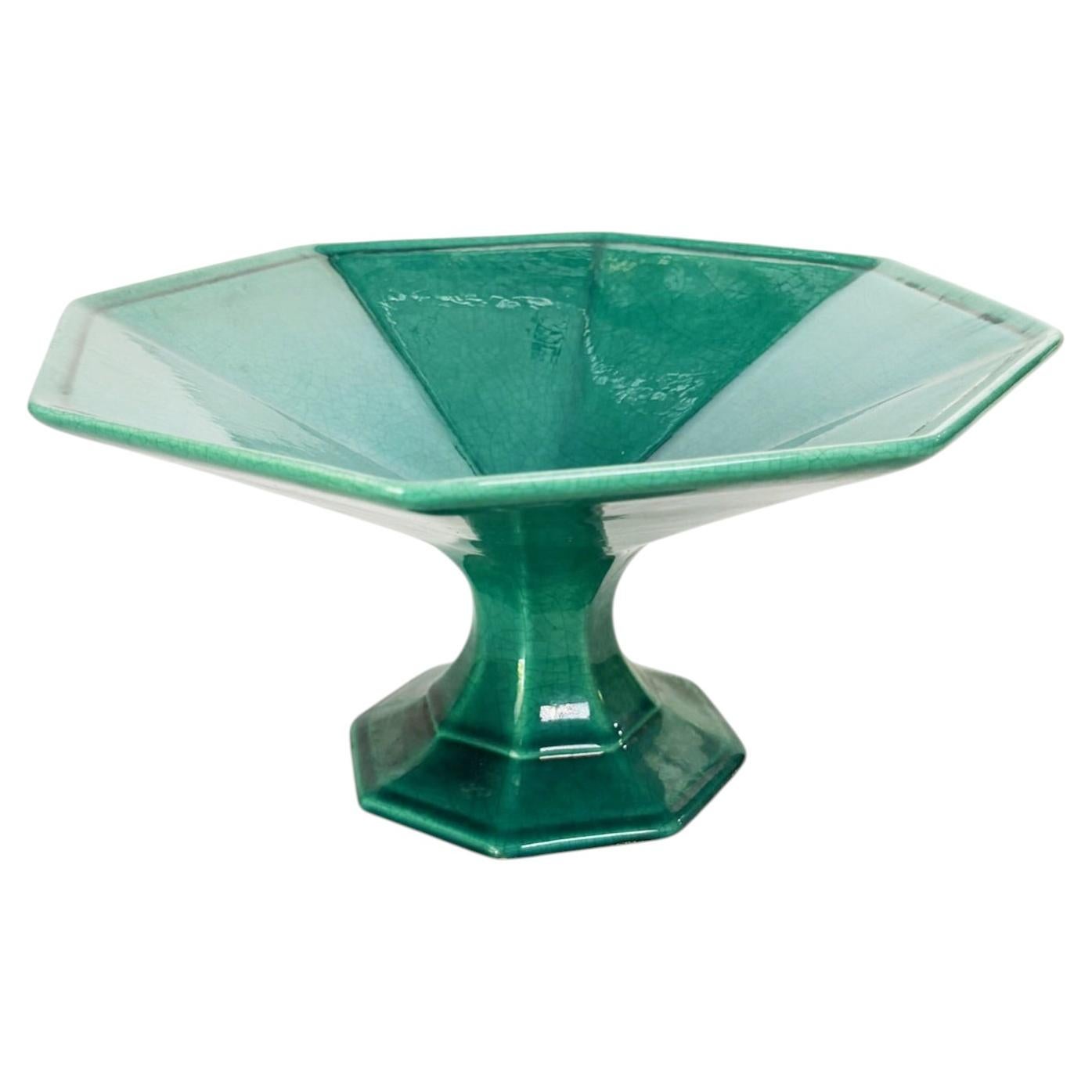 Green and Blue Art Deco Style Fruit Bowl, France, 1940s For Sale