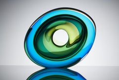 Green and Blue Contemporary Glass Sculpture, Tim Rawlinson