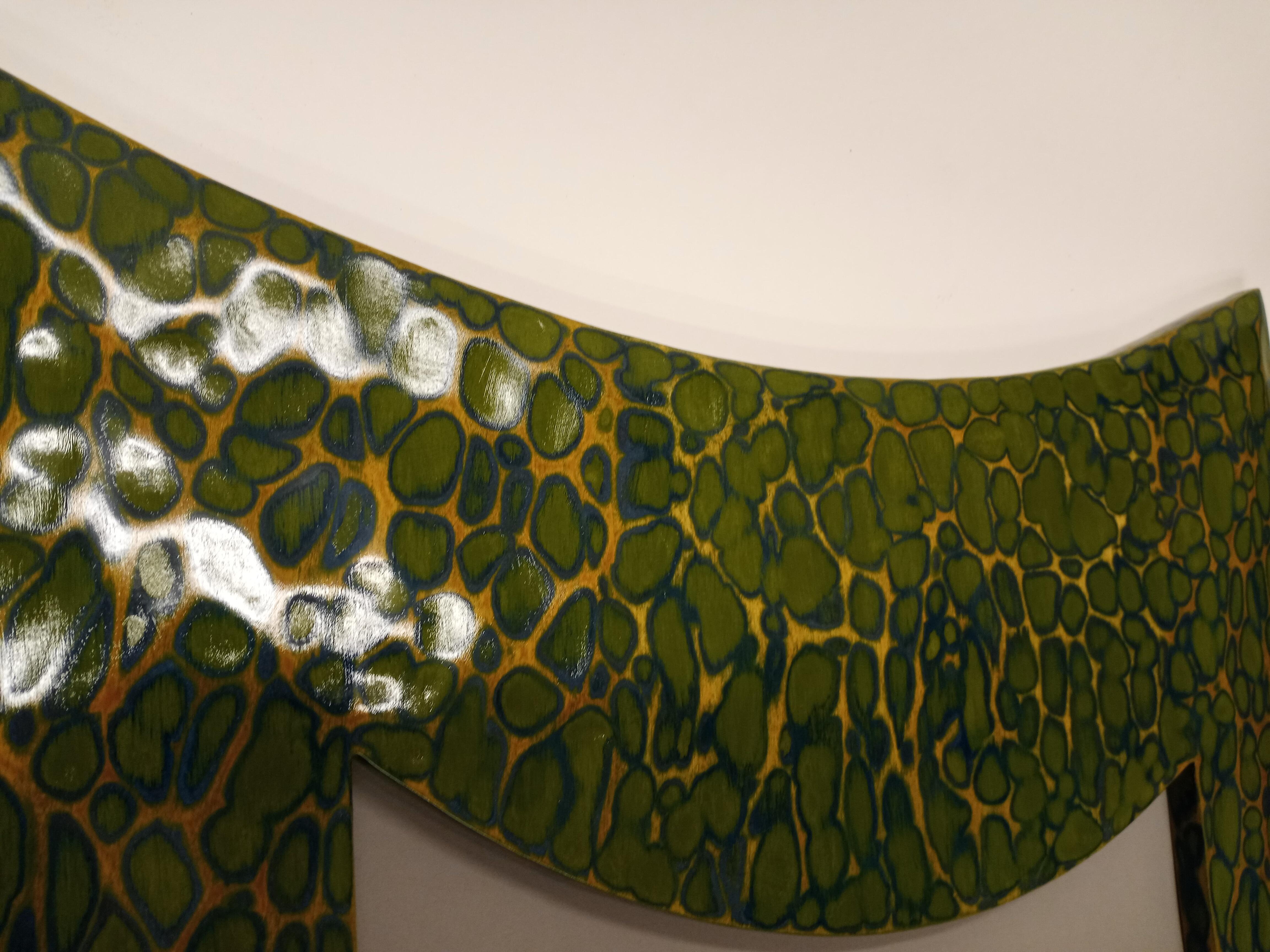 Green and Blue Curved Mirror Series is part of a on going series of work that I use to explore surface texture.  77