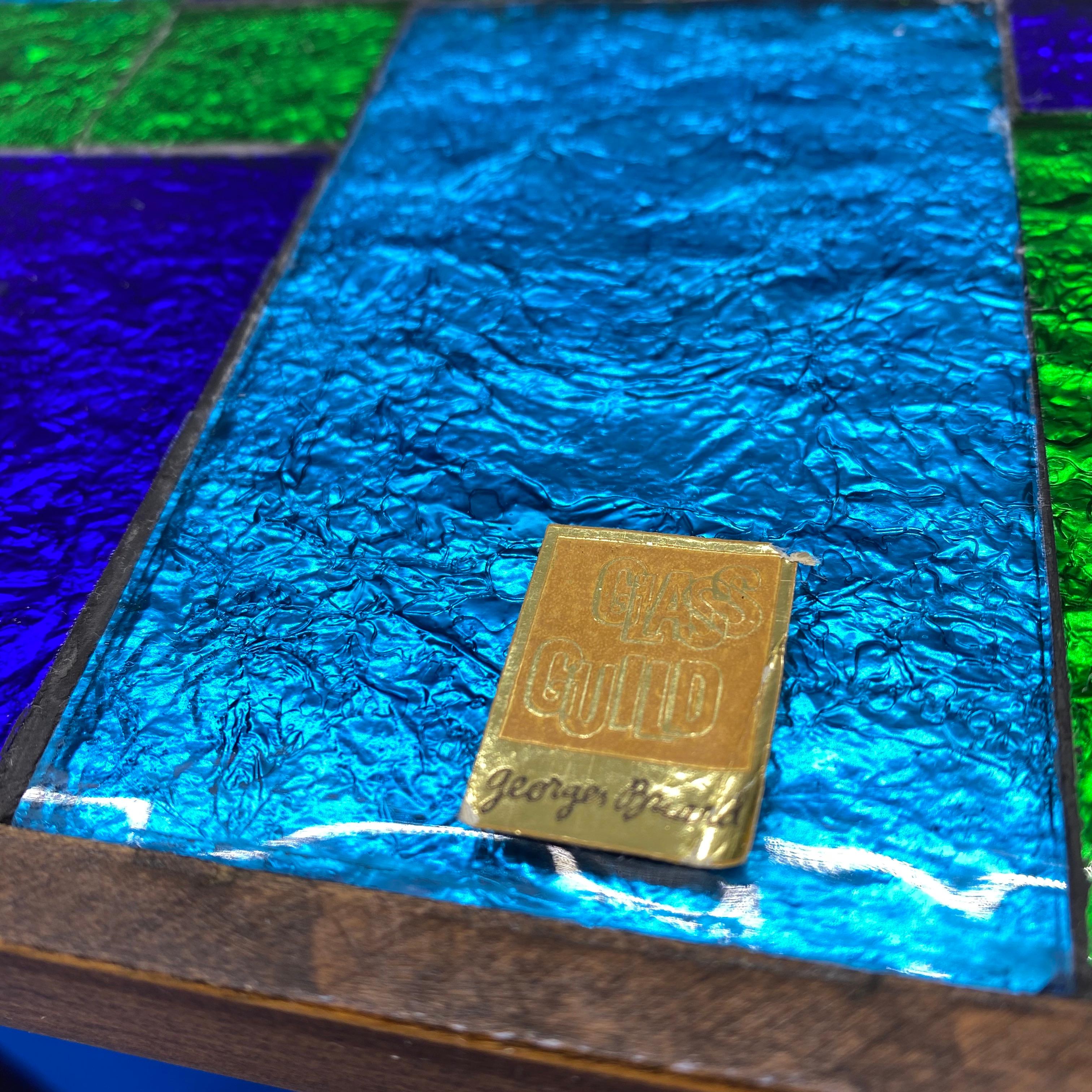 Green And Blue Mid-Century Modern Georges Briard Mosaic Glass Table, Signed 3