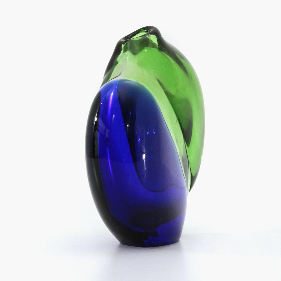 Green and Blue Murano Glass Vase, 1960s For Sale 4