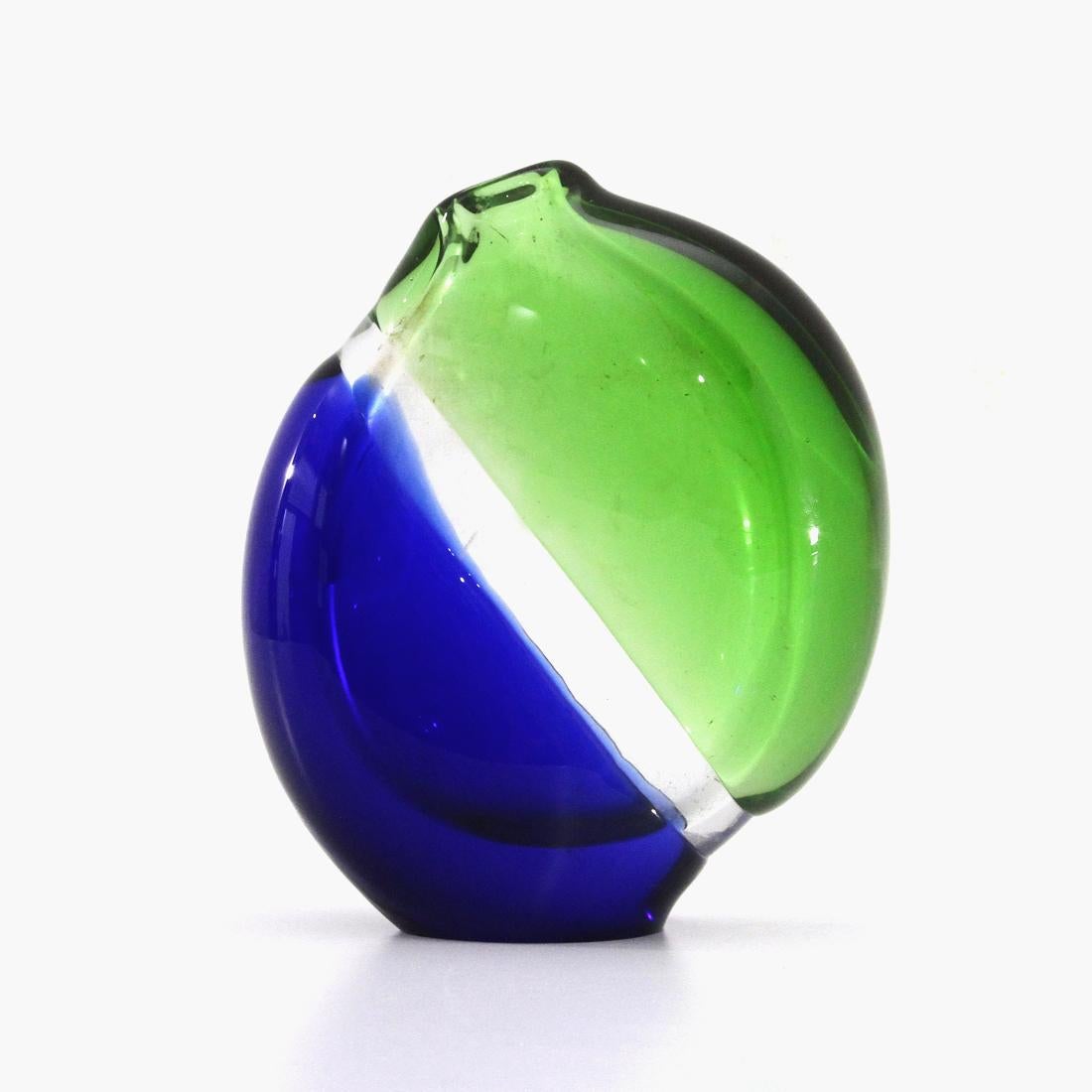 Mid-Century Modern Green and Blue Murano Glass Vase, 1960s For Sale